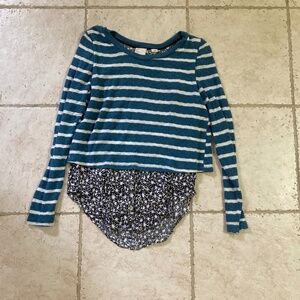 Anthropologie Postmark Dual Layer Striped and Patterned Top Size Medium